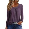 thumbnail image 1 of gakvbuo Fall Tunic Blouse for Women Trendy Button Down Shirts Square Neck Long Sleeve Loose Trendy Pullover Tops, 1 of 5