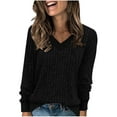 thumbnail image 1 of gakvbuo Pullover Sweater for Women V Neck Long Sleeve Shirts Dressy Casua Lightweight Fall Tunic Blouses Tops Ribbed Knitted Sweaters Outfits, 1 of 7