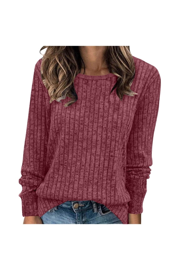 Fall Sweaters for Women Women Long Sleeve Blouse Tops Pullover Knitted Sweaters Fall Tunic Blouse Warm Pullover Sweater