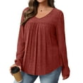 thumbnail image 1 of gakvbuo Plus Size Fall Sweaters for Women Long Sleeve V Neck Loose Blouse Tops Ribbed Knitted Sweaters Tunic Pullover Sweater, 1 of 9