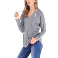 thumbnail image 1 of gakvbuo Fall Tunic Tops For Womens Long Sleeve Tops Loose Fitting Casual Drawstring V-Neck Hooded Pullover Sweatshirts, 1 of 5