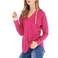 thumbnail image 1 of gakvbuo Fall Tunic Tops For Womens Long Sleeve Tops Loose Fitting Casual Drawstring V-Neck Hooded Pullover Sweatshirts, 1 of 6