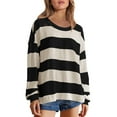 thumbnail image 1 of gakvbuo Fall Tunic Topsfor Womens Long Sleeve Tops Loose Fitting Casual Color Blocking Stripe Crewneck Pullover Sweatshirts, 1 of 7