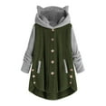 thumbnail image 1 of gakvbuo Fleece Jacket For Women Cat Hoodie With Ears&Button Down Cardigan Pullover Hoodie Fleece Hooded Sweatshirt Cat Ear Irregular Solid Long Sleeve Warm Winter Oversized Outwear With Pocket, 1 of 6
