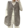 thumbnail image 1 of gakvbuo Fleece Vest Jackets For Women 2089 Coat Short Jacket Winter Sleeveless Fleece Button Down Vest Outerwear With Pocket, 1 of 4