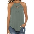 thumbnail image 1 of gakvbuo Flowy Tank Tops For Women Cold Shoulder Strap Sleeveless Shirts Blouses Round Neck Lace Up Sexy Hollow Cami Camisole Summer Tops For Women Vacation Country Concert Outfits, 1 of 7