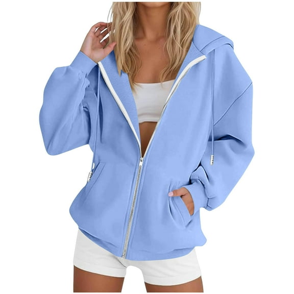gakvbuo Full Zip Hoodie Over Face for Womens Long Sleeve Zip Up Hoodie Coats Tunic Winter Hoodies Sweatshirts Coat Outwear Warm Jacket