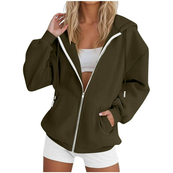 gakvbuo Full Zip Hoodie Over Face for Womens Long Sleeve Zip Up Hoodie Coats Tunic Winter Hoodies Sweatshirts Coat Outwear Warm Jacket