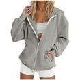 thumbnail image 1 of gakvbuo Full Zip Hoodie Over Face for Womens Long Sleeve Zip Up Hoodie Coats Tunic Winter Hoodies Sweatshirts Coat Outwear Warm Jacket, 1 of 5
