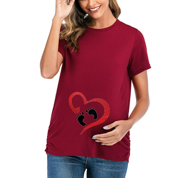 gakvbuo Funny Maternity Shirts For Pregnant Women Plus Size Maternity Tops Ladies Fashion Solid Color Print Short Sleeve Pregnant Woman Casual Clothe Top