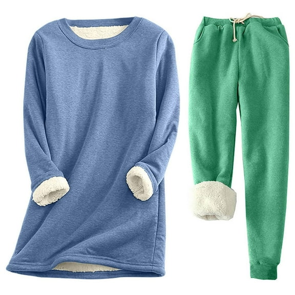 gakvbuo Funny Sweatshirt And Sweatpants Set For Women Loungewear Sleepwear With Pocket Casual Thickened Pajamas Sets Loose Long Sleeve Fleece Pullover And Pants Set