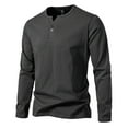 thumbnail image 1 of gakvbuo Henley Shirts For Men Long Sleeve Button Down Shirts Slim Fit Cotton Lightweight Basic Pullover T-Shirt Blouses, 1 of 6