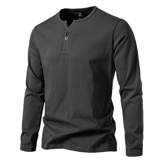 gakvbuo Henley Shirts For Men Long Sleeve Button Down Shirts Slim Fit Cotton Lightweight Basic Pullover T-Shirt Blouses