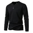 thumbnail image 1 of gakvbuo Henley Shirts For Men Long Sleeve Button Down Shirts Slim Fit Cotton Lightweight Basic Pullover T-Shirt Blouses, 1 of 5
