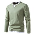 thumbnail image 1 of gakvbuo Henley Shirts For Men Long Sleeve Button Down Shirts Slim Fit Cotton Lightweight Basic Pullover T-Shirt Blouses, 1 of 7