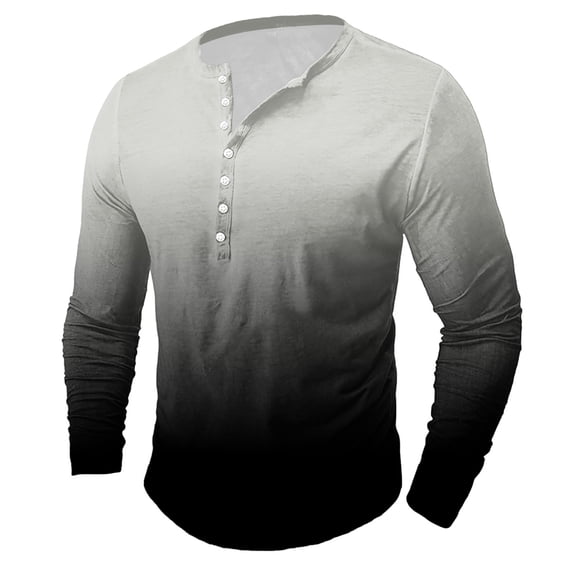 gakvbuo Henley Shirts For Men Long Sleeve Button Down Shirts Slim Fit Cotton Lightweight Basic Pullover T-Shirt Blouses