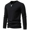 thumbnail image 1 of gakvbuo Henley Shirts For Men Long Sleeve Button Down Shirts Slim Fit Cotton Lightweight Basic Pullover T-Shirt Blouses, 1 of 5