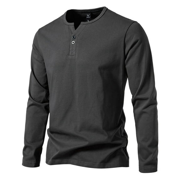 gakvbuo Henley Shirts For Men Long Sleeve Button Down Shirts Slim Fit Cotton Lightweight Basic Pullover T-Shirt Blouses