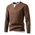 thumbnail image 1 of gakvbuo Henley Shirts For Men Long Sleeve Button Down Shirts Slim Fit Cotton Lightweight Basic Pullover T-Shirt Blouses, 1 of 5