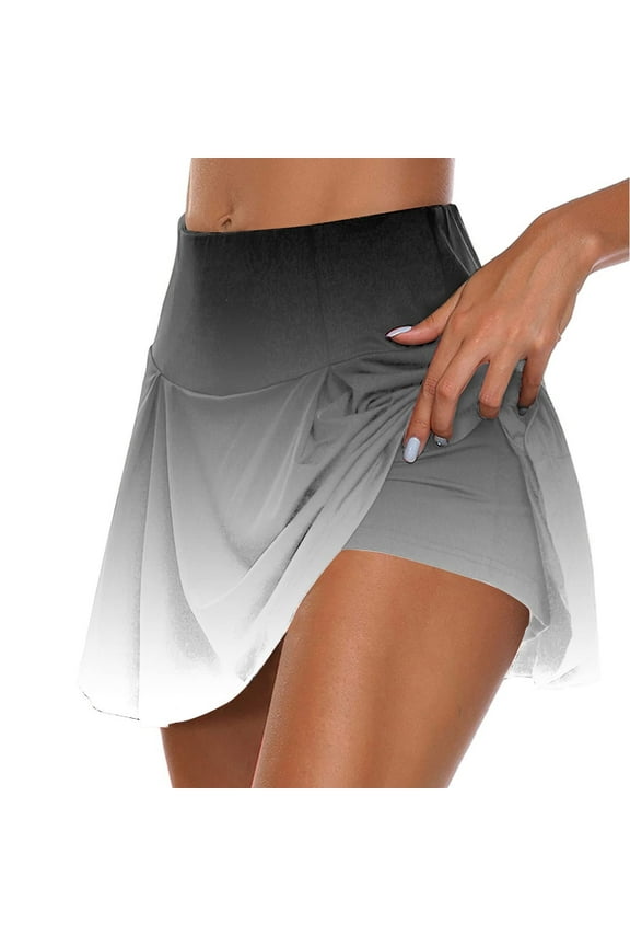 High Waisted Flowy Skort Tennis Skirt for Women with Inner Shorts Pockets Casual Pleated Running Shorts Summer Workout Sport Skirt with Built-in Shorts