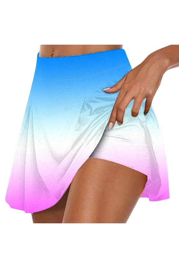 High Waisted Flowy Skort Tennis Skirt for Women with Inner Shorts Pockets Casual Pleated Running Shorts Summer Workout Sport Skirt with Built-in Shorts
