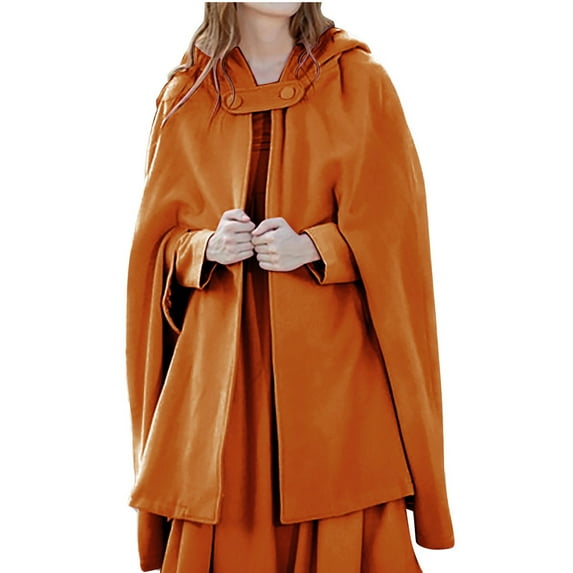 gakvbuo Hooded Trench Coat for Women Open Front Cardigan Jacket Coat Shawl Cape Cloak Mantle Solid Lightweight Cardigan PeaCoats