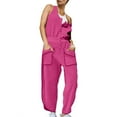 thumbnail image 1 of gakvbuo Sports Jumpsuit for Women's Summer Sleeveless High Waist Jumpsuits crew Neck Button up Wide Leg Pants Rompers with Pocket Onesie Pants, 1 of 7