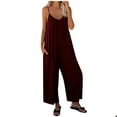 thumbnail image 1 of gakvbuo Jumpsuits For Women Summmer Dressy Wedding Loose Sleeveless Jumpsuits Adjustable Spaghetti Strap Stretchy Long Pant Romper Jumpsuit With Pockets, 1 of 6