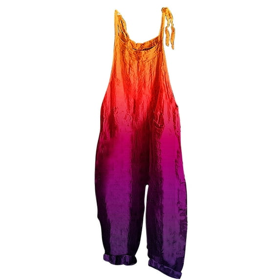 gakvbuo Jumpsuits For Women Summmer Dressy Wedding Women's Fashion Loose Gradual Lace Up Pants Wide Leg Pocket Jumpsuit