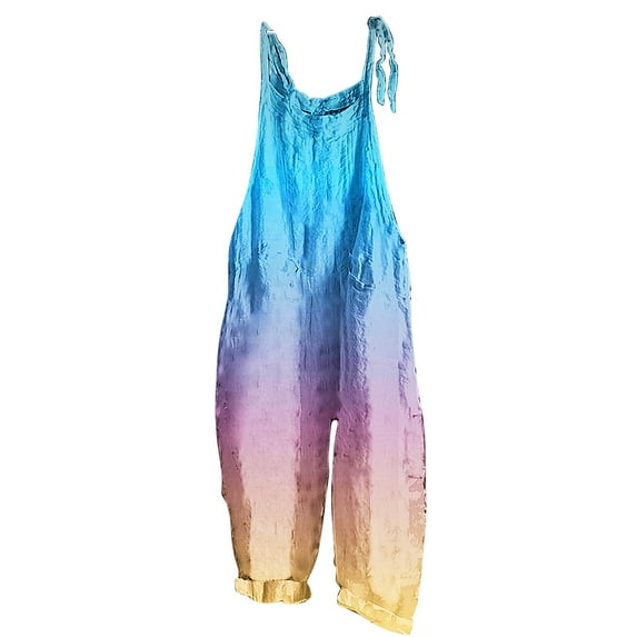 gakvbuo Jumpsuits For Women Summmer Dressy Wedding Women's Fashion Loose Gradual Lace Up Pants Wide Leg Pocket Jumpsuit