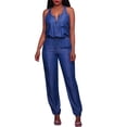 thumbnail image 1 of gakvbuo Jumpsuits For Women Summmer Dressy Wedding Womens Casual V-Neck Zipper Sleeveless Jumpsuits Rompers with Pocket, 1 of 6