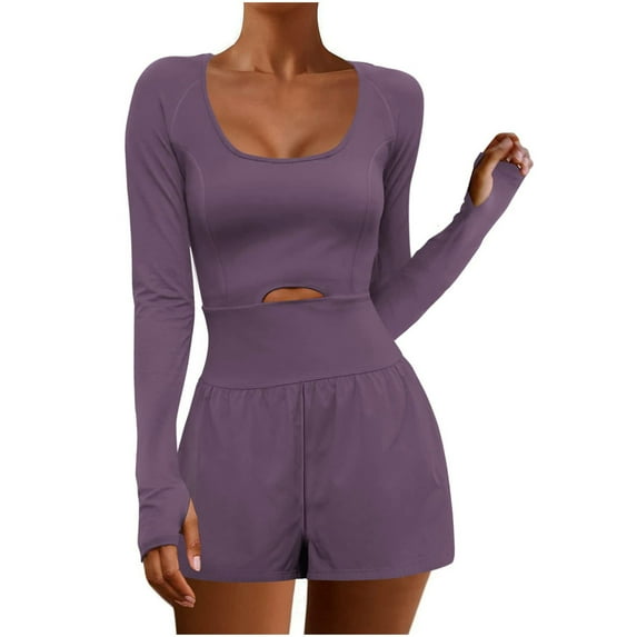 gakvbuo Jumpsuits For Women Summmer Dressy Wedding Womens Workout Romper Outfits Long Sleeve Running Onesie Open Back Exercise Waisted Yoga Jumpsuits