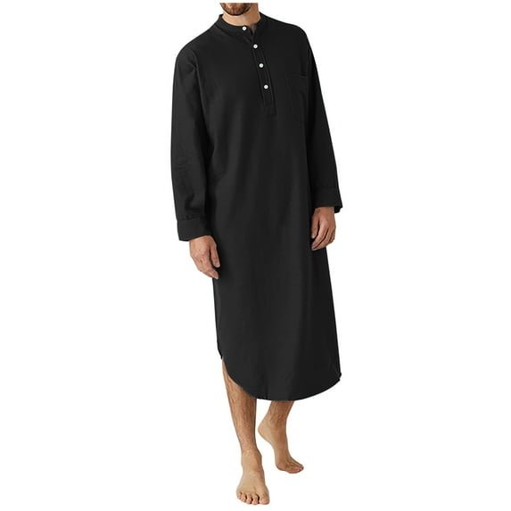 gakvbuo Kaftan For Mens Nightshirt Long Sleeve Sleepwear Soft Comfy Nightgown Loose Sleep Shirt