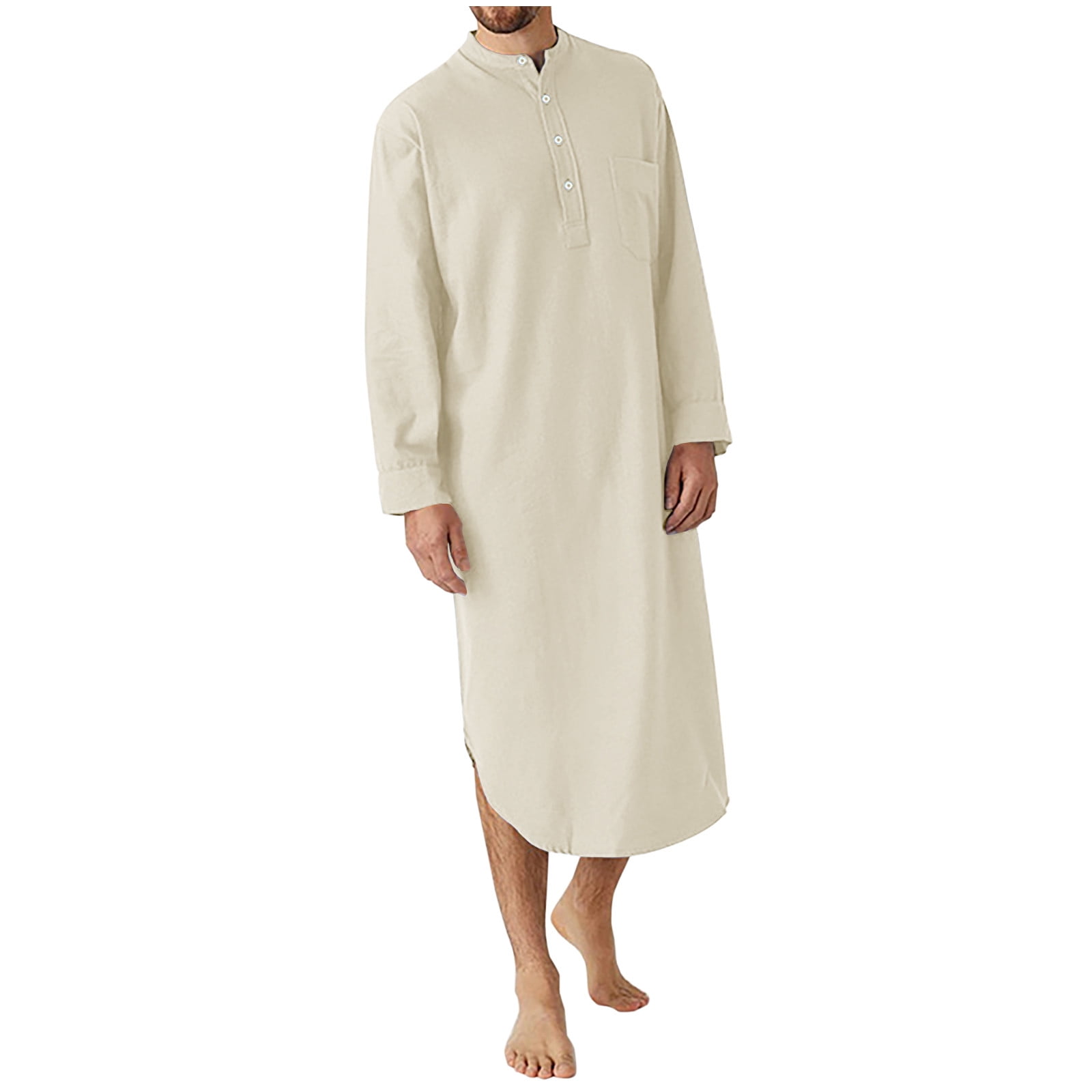 Men Woolen Nightgown Dressing Gown Sleep And Lounge Wear With Kashmiri Embroidery Free Size - Black4