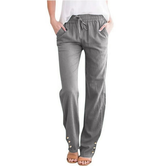 gakvbuo Linen Pants For Women High Waisted Pants Drawstring Elastic Business Casual Pants Work Pants Paper Pants Loose Flowy Dress Pants Trousers Straight Pants With Pockets