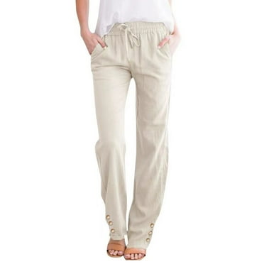gakvbuo Linen Pants For Women High Waisted Pants Drawstring Elastic Business Casual Pants Work Pants Paper Bag Pants Loose Flowy Dress Pants Comfy Trousers Straight Pants With Pockets
