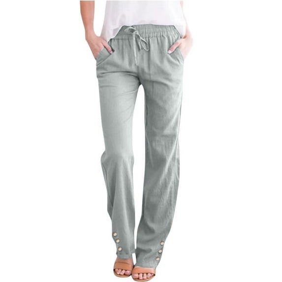 gakvbuo Linen Pants For Women High Waisted Pants Drawstring Elastic Business Casual Pants Work Pants Paper Pants Loose Flowy Dress Pants Trousers Straight Pants With Pockets