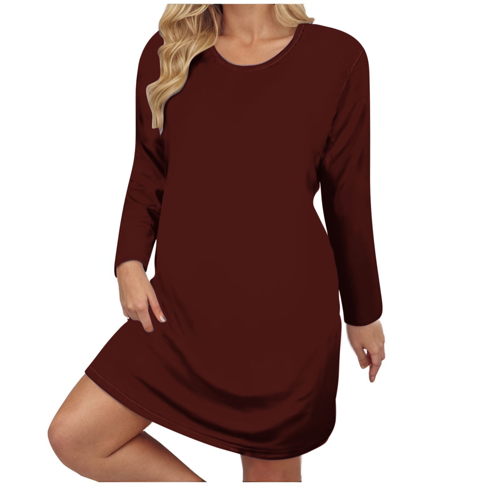 green emerald velvet dress Womens Fall Brown Pocket Dress