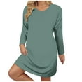 thumbnail image 1 of gakvbuo Long Sleeve Dress For Women Blouses Dressy Casual Tunic Dresses Women's Fall And Winter Oversized Loose Round Neck Short Sleeved Tie Printed Dress, 1 of 8