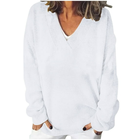 gakvbuo Long Sleeve Tunic Tops for Women Women's Long Sleeve V-Neck Hollowed Out Solid Color Casual Blouses Shirt