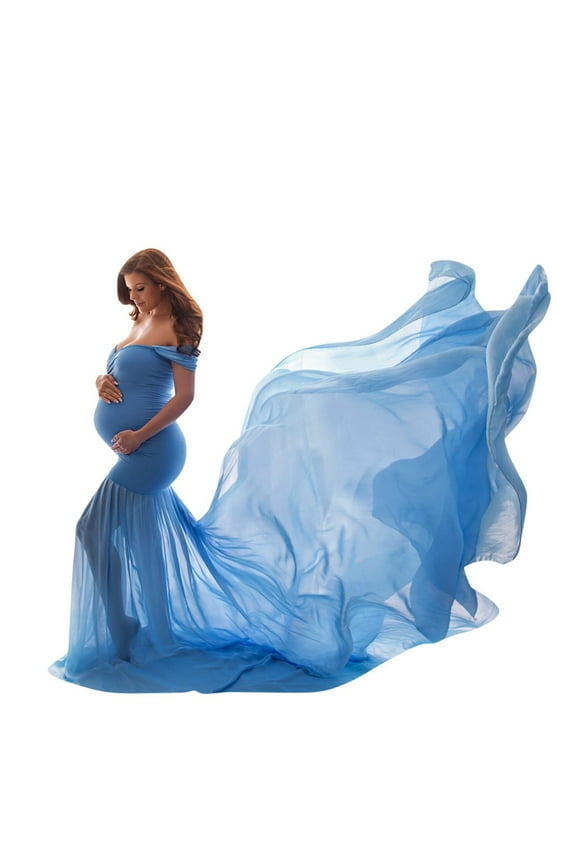 Maternity Dress For Women Plus Size Summer Baby Shower Pregnancy Dresses For Photoshoot Maternity Clothing Women Pregnants Photography Props Off Shoulder Sleeveless Solid Dress