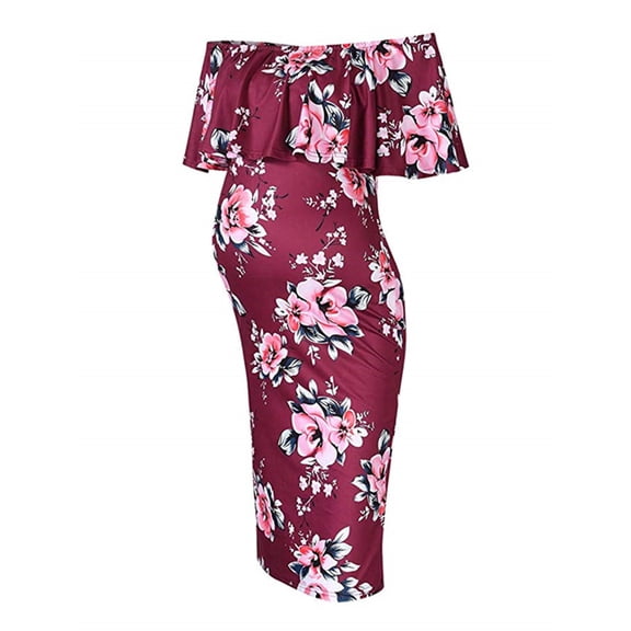 gakvbuo Maternity Dress For Women Plus Size Summer Baby Shower Pregnancy Dresses For Photoshoot Maternity Clothing Women's Maternity Sleeveless Print Dress Off Shoulder Casual Maxi Dress