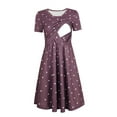 thumbnail image 1 of gakvbuo Maternity Dress for Photoshoot Summer s Maternity Nursing Dress Short Sleeve Floral &Stripe Breast-Feeding Pregnant Dresses for Women, 1 of 4