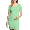 thumbnail image 1 of gakvbuo Maternity Dress For Photoshoot Womens Short Sleeve Breast-Feeding Maternity Nursing Dress Bodycon Pregnancy Scoop Neck Ruched Midi Fitted Dresses For Women 2084, 1 of 1