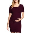thumbnail image 1 of gakvbuo Maternity Dress For Photoshoot Womens Short Sleeve Breast-Feeding Maternity Nursing Dress Bodycon Pregnancy Scoop Neck Ruched Midi Fitted Dresses For Women 2141, 1 of 7