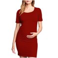 thumbnail image 1 of gakvbuo Maternity Dress For Photoshoot Womens Short Sleeve Breast-Feeding Maternity Nursing Dress Bodycon Pregnancy Scoop Neck Ruched Midi Fitted Dresses For Women 2132, 1 of 7