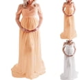 thumbnail image 1 of gakvbuo Maternity Dress For Women Plus Size Summer Baby Shower Pregnancy Dresses For Photoshoot Maternity Clothing Women Off Shoulder Pregnants Sexy Photography Ruffled Nursing Long Dress, 1 of 7