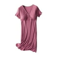 thumbnail image 1 of gakvbuo Maternity Dress For Women Plus Size Summer Baby Shower Pregnancy Dresses For Photoshoot Maternity Clothing Womens Solid V-neck Short Sleeve Breastfeeding Postpartum Sleepwear With Chest Pad, 1 of 9