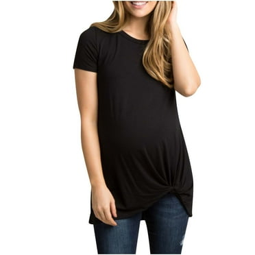 gakvbuo Maternity Shirts For Women Pregnant Women Clothes Short-sleeved Solid Color Irregular Hem Loose T-shirt