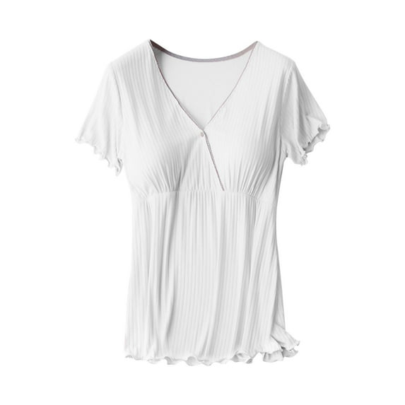 gakvbuo Maternity Shirts For Women Maternity Tops Maternity Clothes For Photoshoot Pregnant Womens Nursing Color Round Neck Short Sleeve Round Neck Breastfeeding Blouse